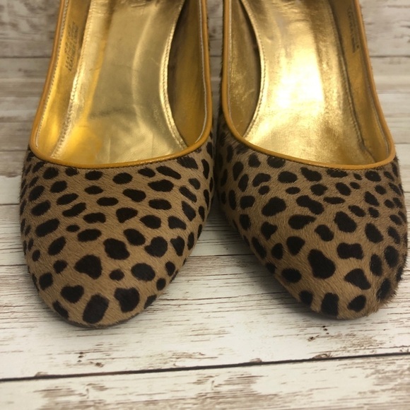 J. Crew Calf Hair Leopard Pumps with Mustard Yellow Trim - Picture 3 of 9